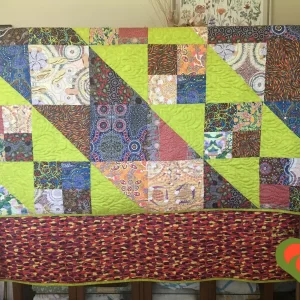 Aboriginal Fabrics WIld Rover Quilt-Comfort Quilt-Throw Quilt-ModernQuilt. Handmade One of A Kind Quilt. Measures 53"x70".