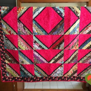 Asian Inspired Fabrics Quilt-Comfort Quilt-Throw Quilt-Lap Quilt-ModernQuilt. Wall Art. Handmade One of A Kind. Measures 49" x 63".