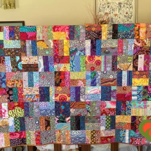 Glorious Color Kaffe Fassett Quilt. Twin/Full Bed Sized Quilt-Comfort Quilt- Throw Quilt. One of A Kind. Measures 66"x77".