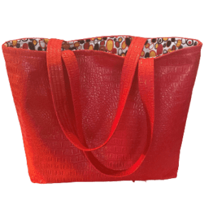 Gorgeous Designer Faux Alligator Leather Travel Tote Bag. Magnetic Snap Closure. Eight Pockets. One of a Kind.