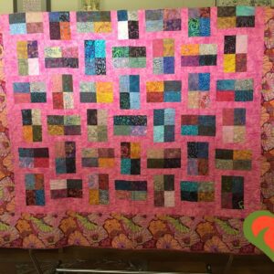Kaffe Fassett and Batik Modern Bed Sized Quilt. Handmade One of A Kind Quilt. Measures 78" x 92".
