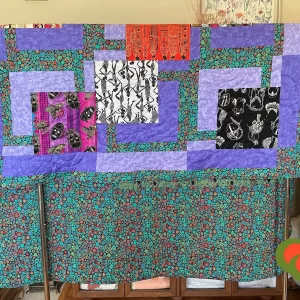 Moda, Kaffe Fassett & African Themed Fabrics Quilt- Bed Sized Quilt- Coverlet-Modern Quilt. Handmade One of A Kind Quilt. Measures 68"x 86".