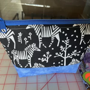 Gorgeous Designer Cosmetic/Jewelry Bag. Made with Black and White and Moda Fabrics. One of a Kind. Great for Gift Giving.