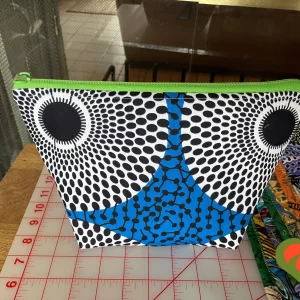 Gorgeous Designer Cosmetic/Jewelry Bag. Made with African Themed Fabric. One of a Kind. Great for Gift Giving.