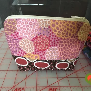 Gorgeous Designer Cosmetic/Jewelry Bag. Made with Australian Aboriginal Inspired Fabrics. One of a Kind. Great for Gift Giving.