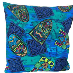 Custom Decorative 18 Inches Square Pillow Cover. African Print Fabric. Shamash & Sons Tribal Cotton Fabric. Kaffe Fassett Fabric.