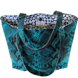 Gorgeous Designer Burmese Python Snake Faux Leather Bag. Magnetic Snap Closure. Eight Pockets. One of a Kind.