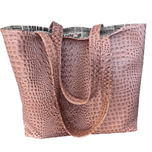 Gorgeous Designer Faux Gator Leather Travel Tote Bag. Magnetic Snap Closure. Eight Pockets. One of a Kind.