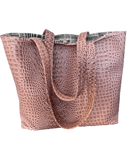 Gorgeous Designer Faux Gator Leather Travel Tote Bag