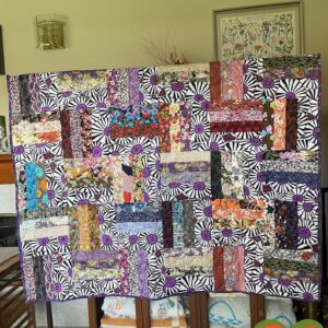 Asian Themed & Kaffe Fassett Quilt-Comfort Quilt-Throw Quilt-Twin Bed Coverlet. Modern Quilt. One of A Kind Quilt. Measures 55"x72".
