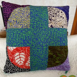 Custom Decorative 18 Inches Square Pillow Cover. Gorgeous Batiks and Brandon Manly Fabrics. One of a Kind.
