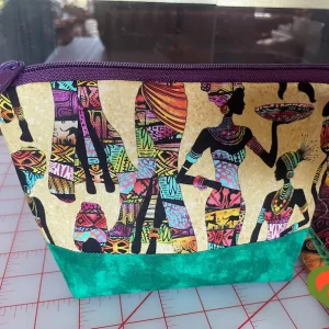 Gorgeous Designer Cosmetic/Jewelry Bag. Made with African Inspired Fabrics. One of a Kind. Great for Gift Giving.