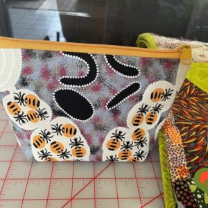 Gorgeous Designer Cosmetic/Jewelry Bag. Made with Australian Aboriginal Inspired Fabrics. One of a Kind. Great for Gift Giving.