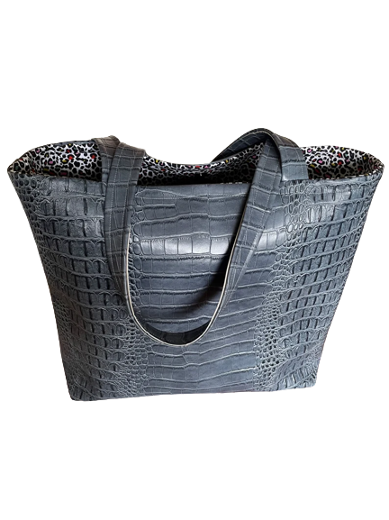 FAUX LEATHER TOTE BAG / CROCODILE